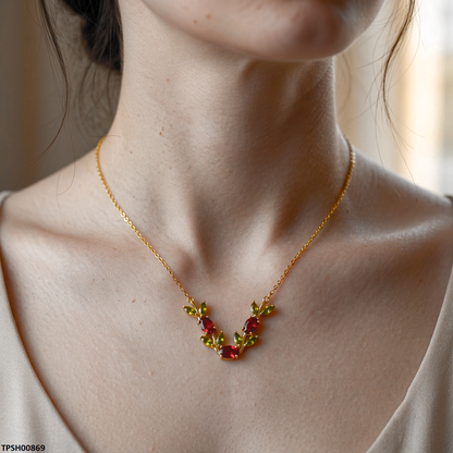 TPSH00869  MSJ Tulip Leaf Stone Pendant With Chain - TPSH