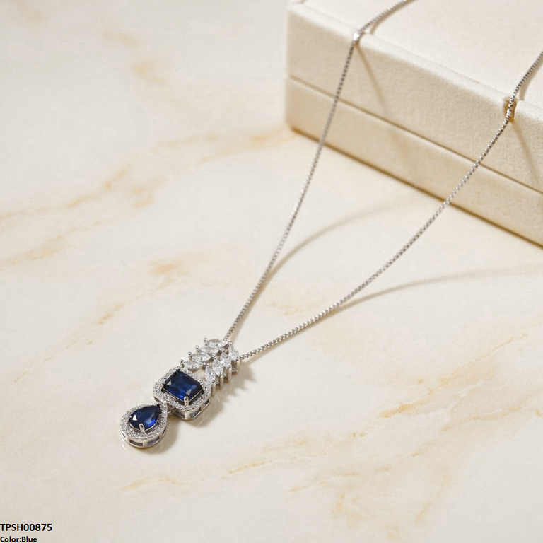 TPSH00875 MSJ Marquise/Square Tear Drop ZIRCON Pendant With Chain - TPSH