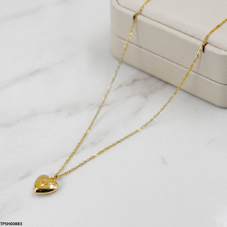 TPSH00883 MSJ Stainless Steel Heart Drop Pendant With Chain - TPSH