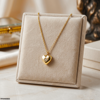 TPSH00883 MSJ Stainless Steel Heart Drop Pendant With Chain - TPSH