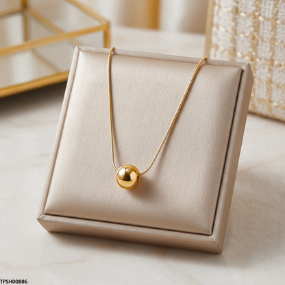 TPSH00886 MSJ Stainless Steel Round Ball Pendant With Chain - TPSH