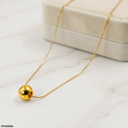 TPSH00886 MSJ Stainless Steel Round Ball Pendant With Chain - TPSH