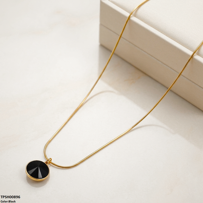 TPSH00896 MSJ Stainless Steel Round Stone Pendant - TPSH