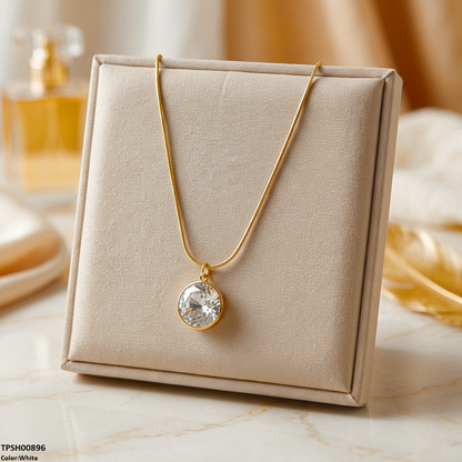 TPSH00896 MSJ Stainless Steel Round Stone Pendant - TPSH