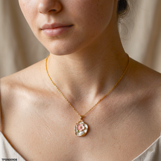 TPSH00908  MSJ Stainless Steel Flower Pendant - TPSH