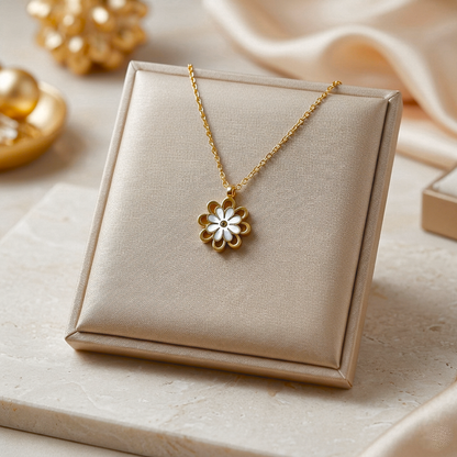 TPSH00911 MSJ Stainless Steel Double  Flower Pendant - TPSH