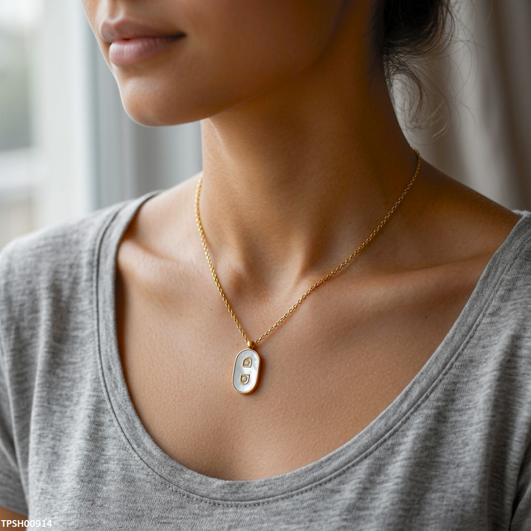 TPSH00914 MSJ Stainless Steel Double D Pendant - TPSH