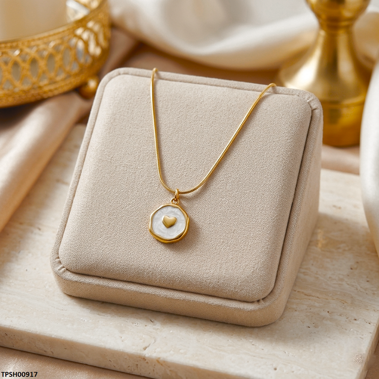 TPSH00917 MSJ Stainless Steel Round Heart Pendant - TPSH