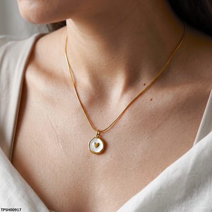 TPSH00917 MSJ Stainless Steel Round Heart Pendant - TPSH