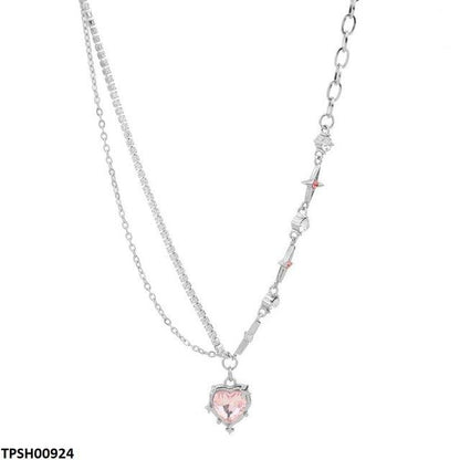 TPSH00924 LSH Pink Heart Pendant With Chain  - TPSH