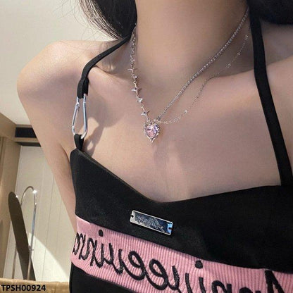 TPSH00924 LSH Pink Heart Pendant With Chain  - TPSH