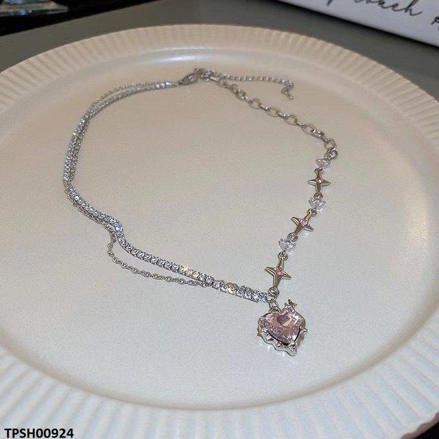 TPSH00924 LSH Pink Heart Pendant With Chain  - TPSH