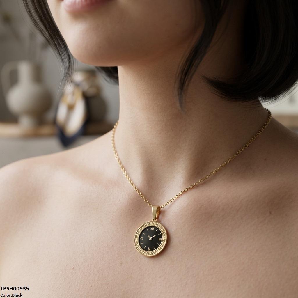 TPSH00935 BHS Round Watch Design Stainless Steel Pendant - TPSH