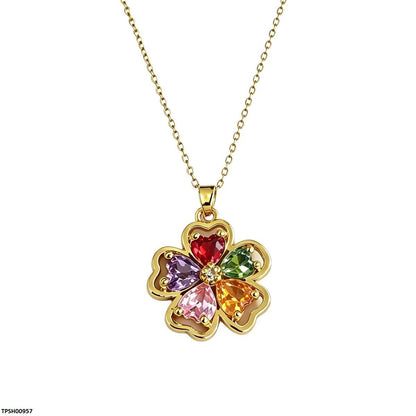 TPSH00957 BYJ Multi Zircon Heart Pendant With Chain - TPSH