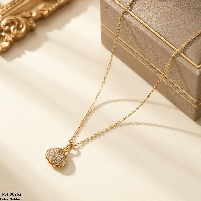 TPSH00999 TNR Stainless Steel Zircon Shell Pendant - TPSH