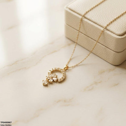 TPSH00967 TNR Stainless Steel Zircon Flower Round Drop Pendant - TPSH