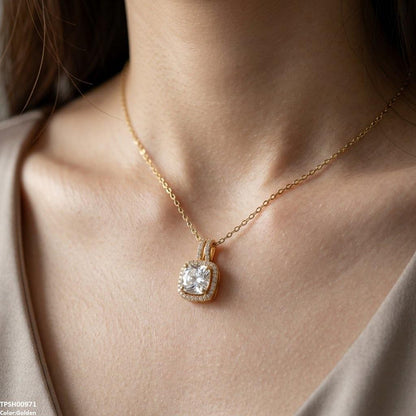 TPSH00971 TNR Stainless Steel Zircon Round/Square Pendant - TPSH