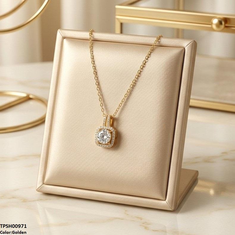 TPSH00971 TNR Stainless Steel Zircon Round/Square Pendant - TPSH