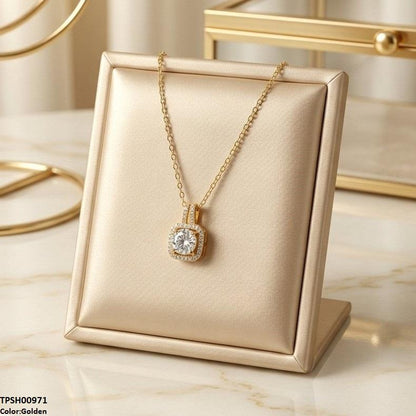 TPSH00971 TNR Stainless Steel Zircon Round/Square Pendant - TPSH