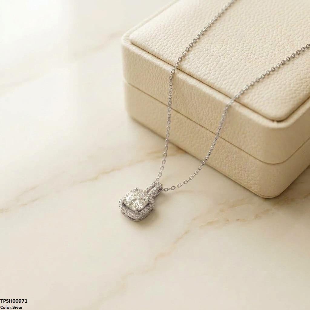 TPSH00971 TNR Stainless Steel Zircon Round/Square Pendant - TPSH