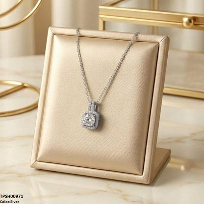 TPSH00971 TNR Stainless Steel Zircon Round/Square Pendant - TPSH