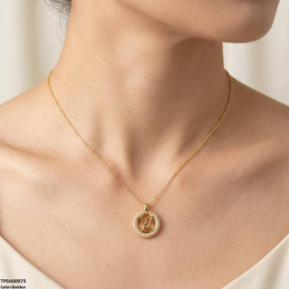 TPSH00975 TNR Stainless Steel Zircon Round Pendant - TPSH