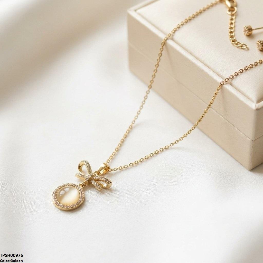 TPSH00976 TNR Stainless Steel Zircon Infinity Round Drop Pendant - TPSH