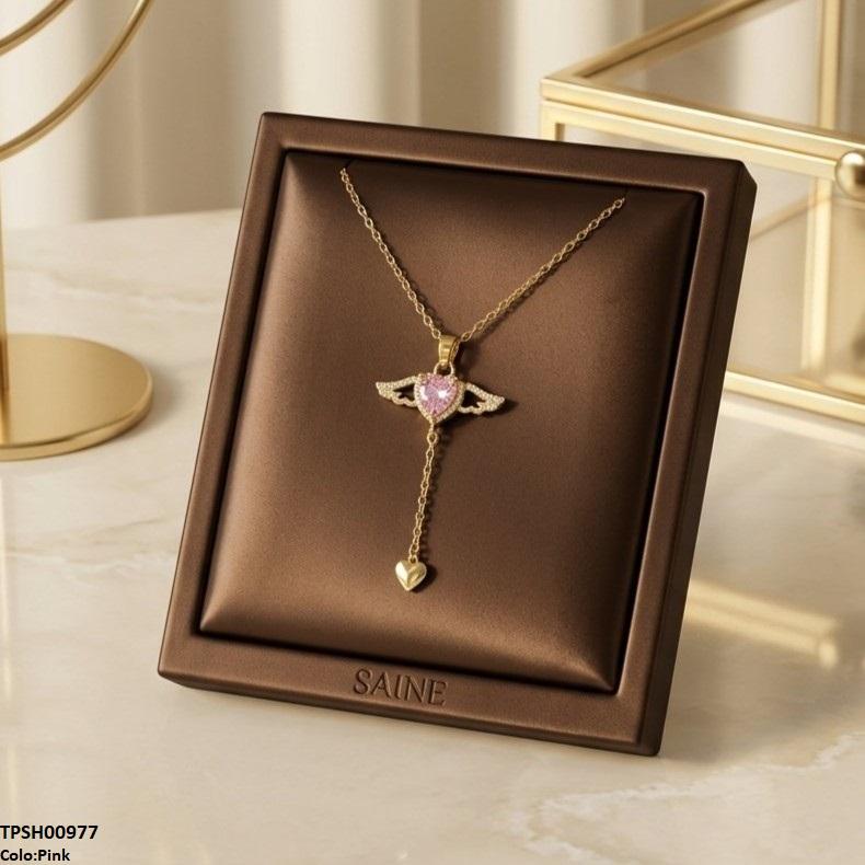 TPSH00977 TNR Stainless Steel Zircon Double Heart Pendant - TPSH