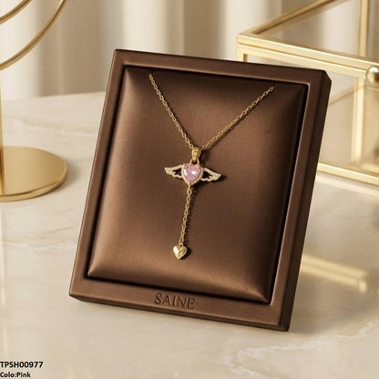 TPSH00977 TNR Stainless Steel Zircon Double Heart Pendant - TPSH