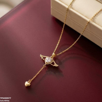 TPSH00977 TNR Stainless Steel Zircon Double Heart Pendant - TPSH