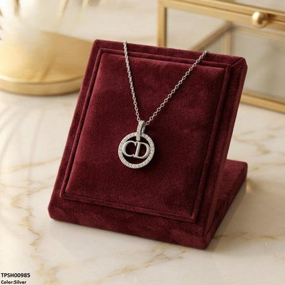 TPSH01005 TNR Stainless Steel Zircon Round Pendant - TPSH
