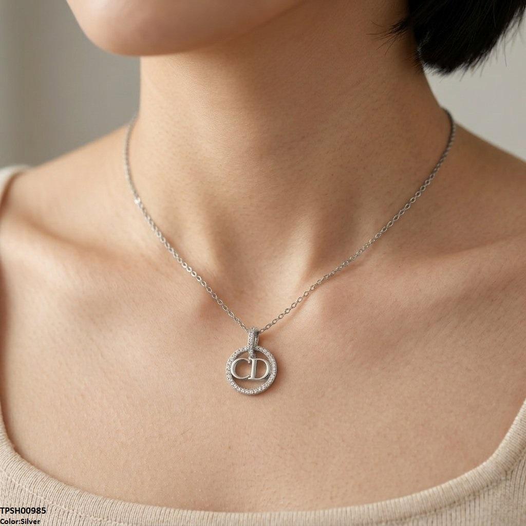 TPSH01005 TNR Stainless Steel Zircon Round Pendant - TPSH