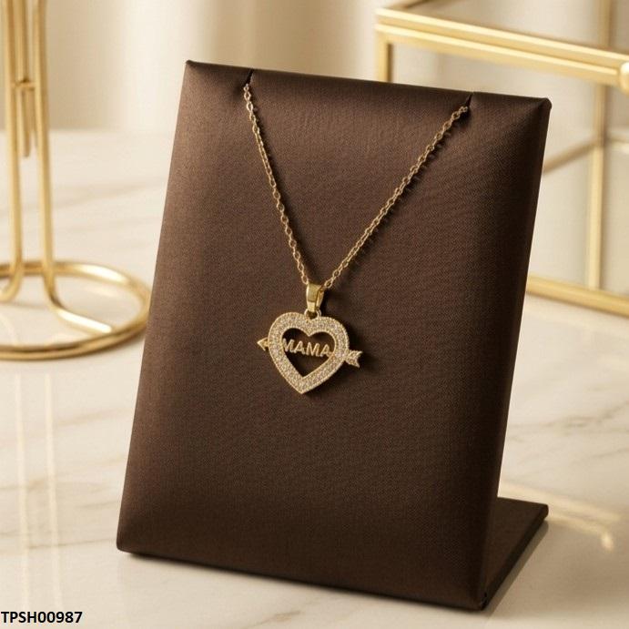 TPSH00987 TNR Stainless Steel Zircon Heart Pendant - TPSH