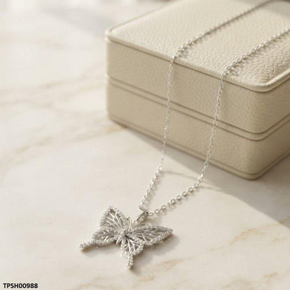 TPSH00988 TNR Stainless Steel Zircon Botterfly Pendant - TPSH