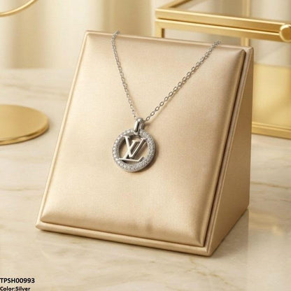 TPSH00975 TNR Stainless Steel Zircon Round Pendant - TPSH