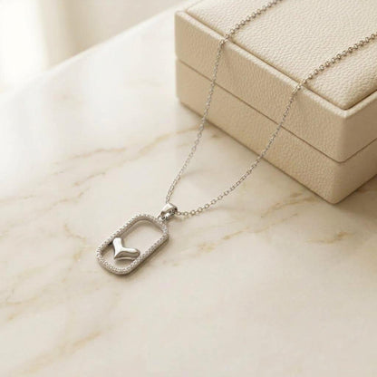 TPSH00993 TNR Stainless Steel Zircon Rectangle Heart Pendant - TPSH