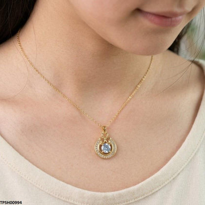 TPSH00994 TNR Stainless Steel Zircon Heart/Round Pendant - TPSH