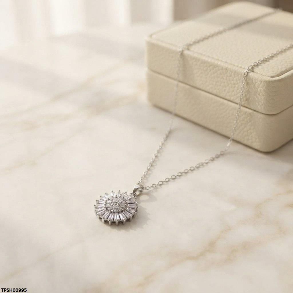 TPSH00995 TNR Stainless Steel Zircon Round Pendant - TPSH