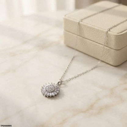 TPSH00995 TNR Stainless Steel Zircon Round Pendant - TPSH