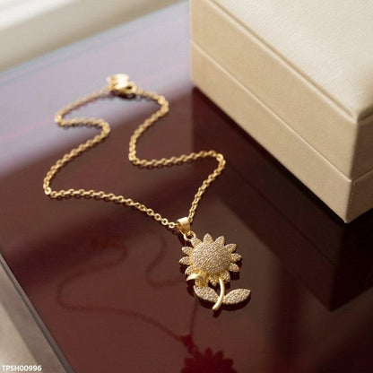 TPSH00996 TNR Stainless Steel Zircon SunFlower Pendant - TPSH