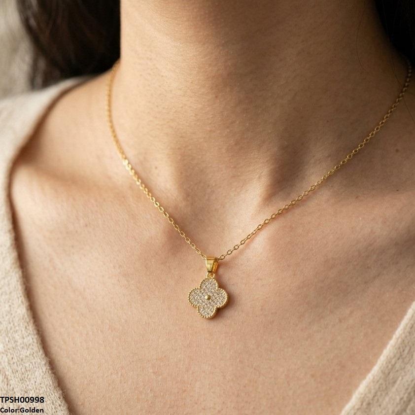 TPSH00998 TNR Stainless Steel Zircon Flower Pendant - TPSH