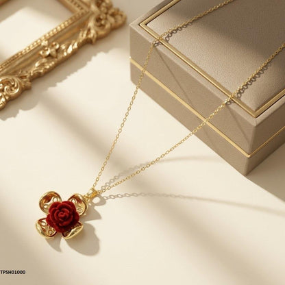 TPSH01000 TNR Stainless Steel Zircon Rose Pendant - TPSH