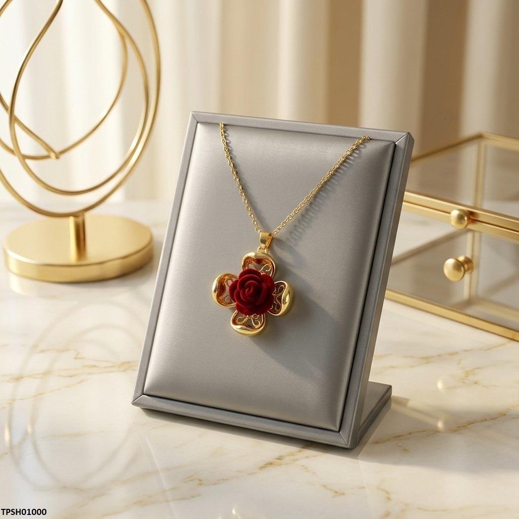 TPSH01000 TNR Stainless Steel Zircon Rose Pendant - TPSH