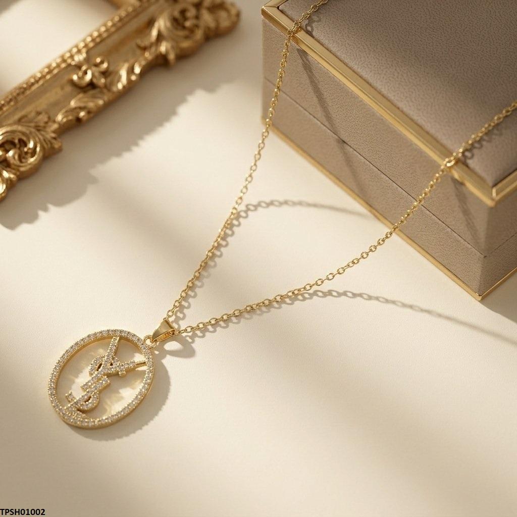 TPSH01002 TNR Stainless Steel Zircon Oval Pendant - TPSH
