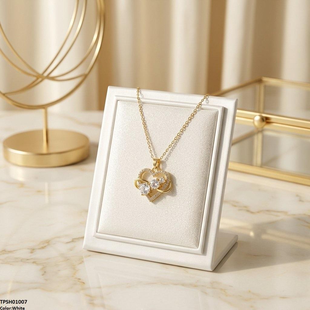 TPSH01007 TNR Stainless Steel Zircon Infinity Heart Pendant - TPSH