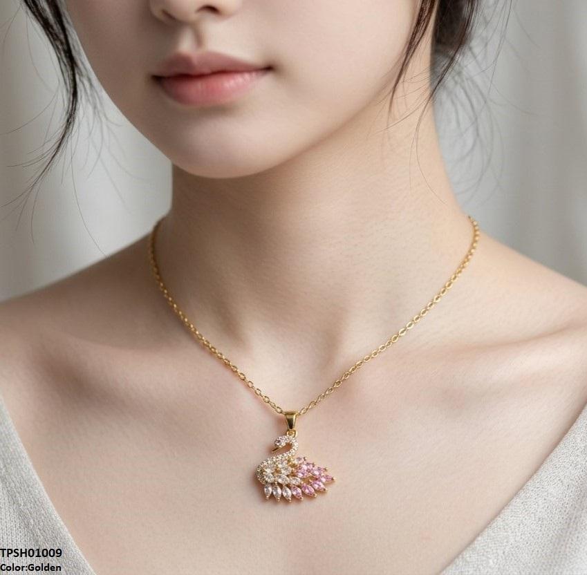 TPSH01009 TNR Stainless Steel Zircon Duck Pendant - TPSH