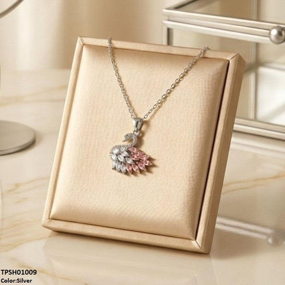TPSH01009 TNR Stainless Steel Zircon Duck Pendant - TPSH