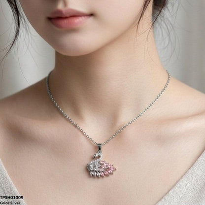 TPSH01009 TNR Stainless Steel Zircon Duck Pendant - TPSH