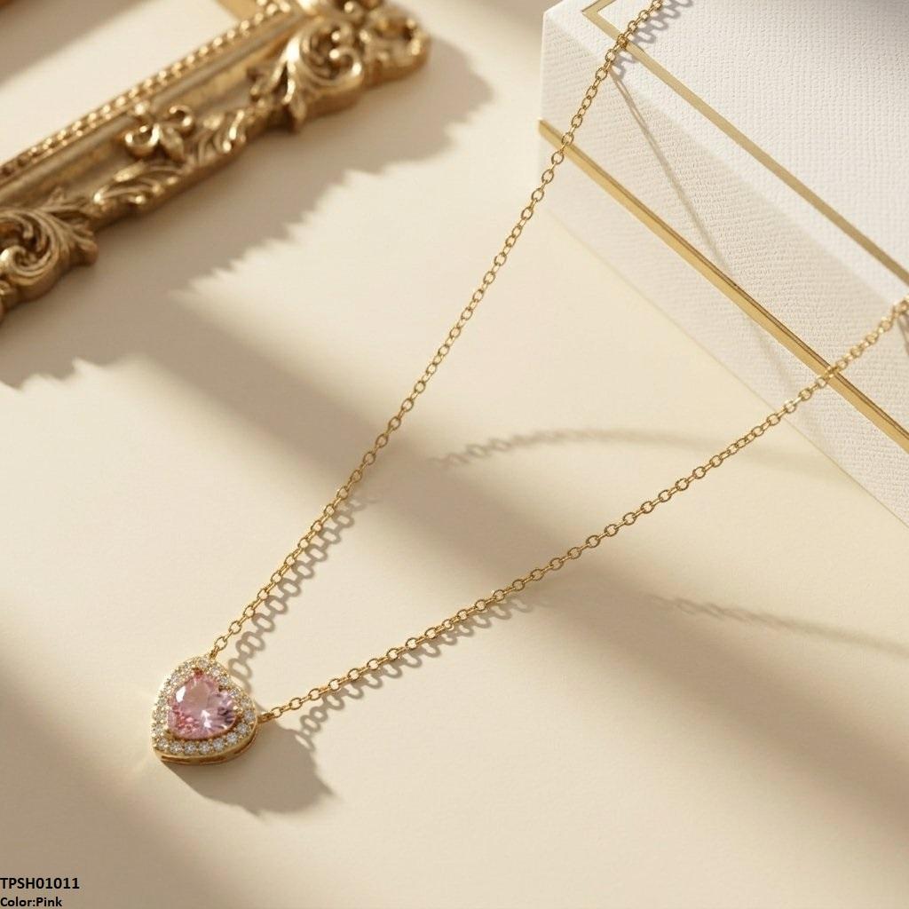 TPSH01011 TNR Stainless Steel Zircon Heart Pendant - TPSH