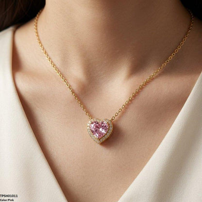 TPSH01011 TNR Stainless Steel Zircon Heart Pendant - TPSH